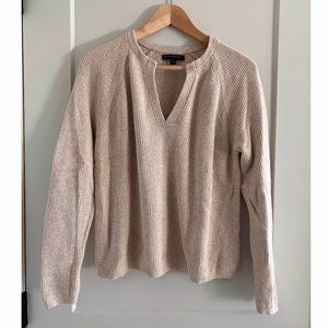 Banana Republic Slit-Neck Pullover Sweater Oatmeal Heather